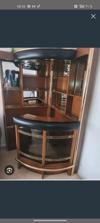Mueble Bar Vintage Madera y Piel