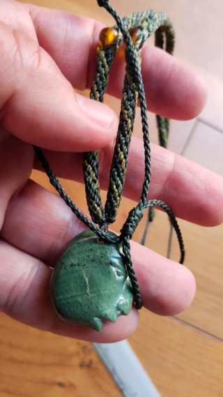 Collar Piedra Cara Macramé y Ámbar