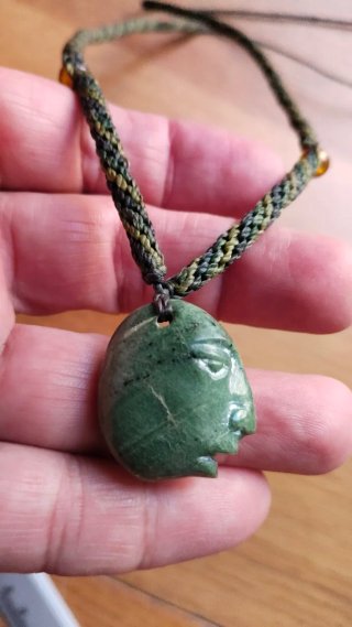 Collar Piedra Cara Macramé y Ámbar