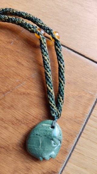 Collar Piedra Cara Macramé y Ámbar