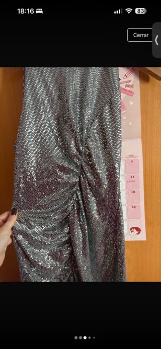 Vestido Zara fiesta plateado elástico
