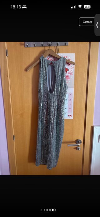 Vestido Zara fiesta plateado elástico