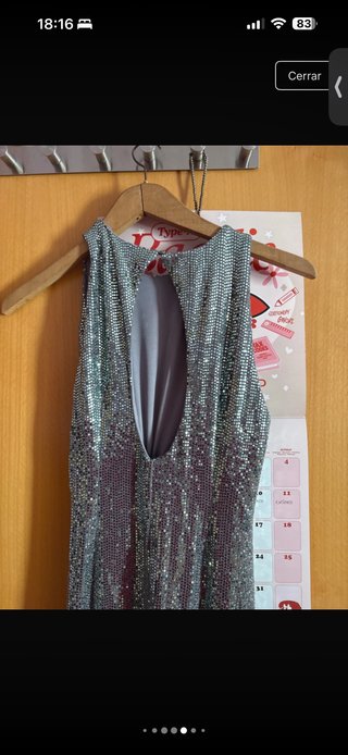 Vestido Zara fiesta plateado elástico