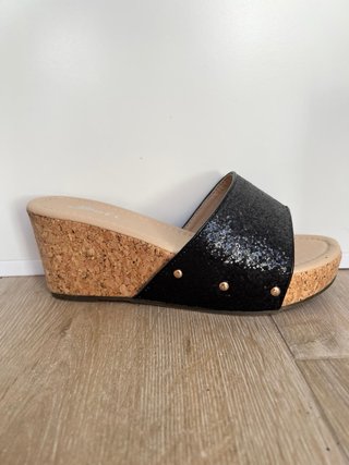 Sandalias Sofi plataforma negras y beige