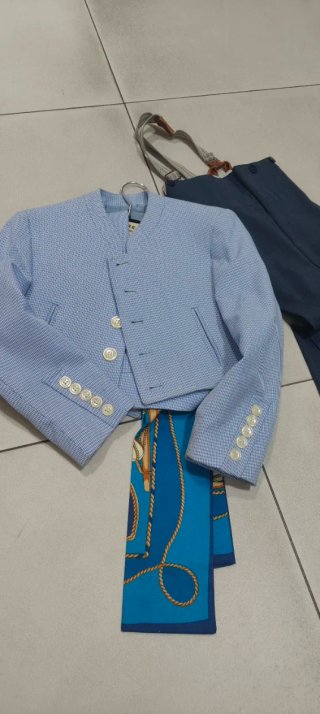Traje Campero Niño Talla 6-7Azul claro pata dgallo