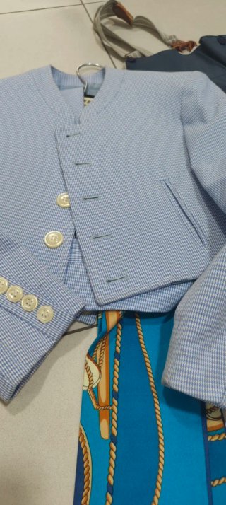 Traje Campero Niño Talla 6-7Azul claro pata dgallo