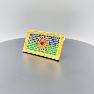 SELLO BANDERA GITANA CON CIRCONITAS. Oro 18k.