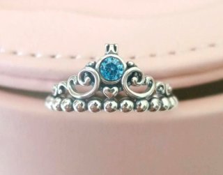 Anillo Pandora Tiara Azul Plata