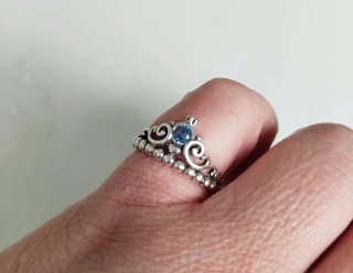 Anillo Pandora Tiara Azul Plata