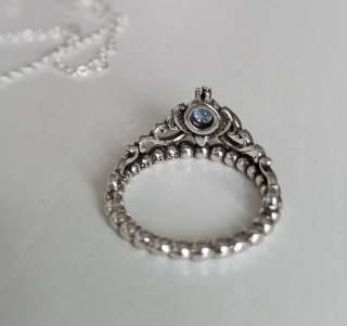 Anillo Pandora Tiara Azul Plata
