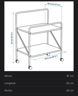 Tavolino ausiliario IKEA con ruote - JÄRLÅSA