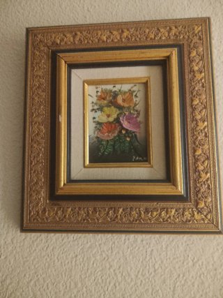 Cuadro pequeño flores pintadas a mano
