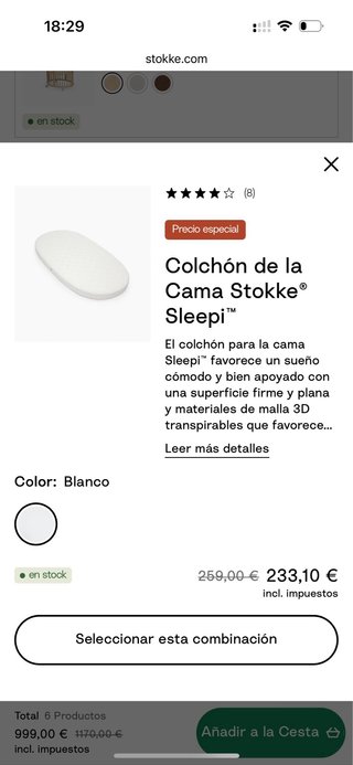 Stokke Sleepi Mini Blanca + Colchón + Chichonera