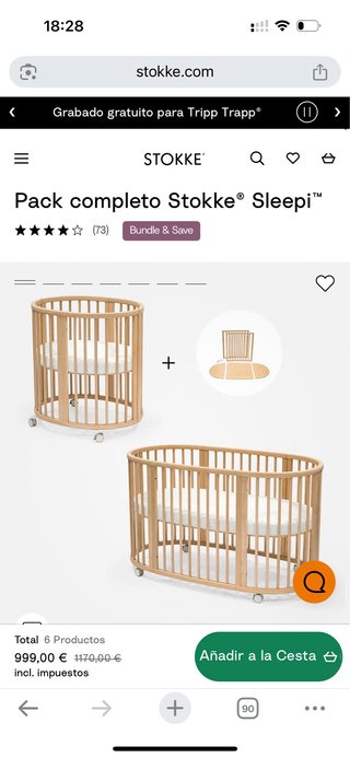 Stokke Sleepi Mini Blanca + Colchón + Chichonera