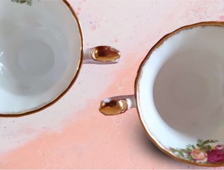 2 Tazas y platillos impecables Royal Albert Rosas