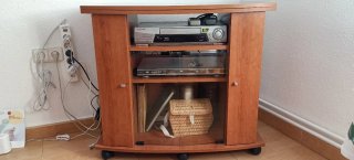 Mueble TV madera y cristal