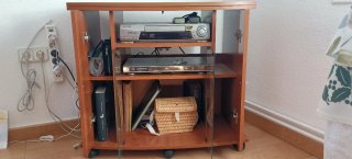 Mueble TV madera y cristal