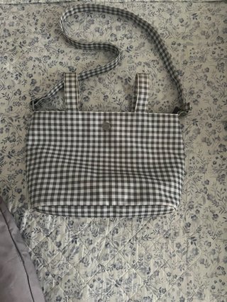 Bolso Carrito Bebé Cuadros Gris