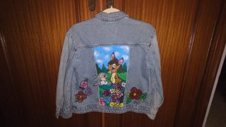Cazadora vaquera Bambi Disney pintada a mano