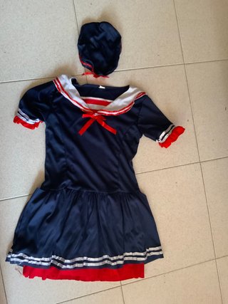 Disfraz marinera azul y rojo talla única
