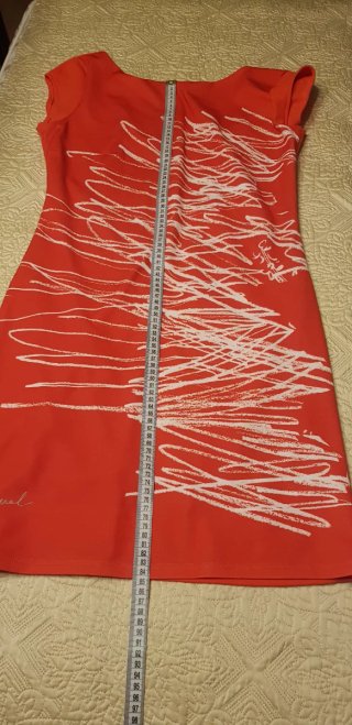 Vestido Desigual Rojo con Estampado Blanco