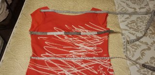 Vestido Desigual Rojo con Estampado Blanco