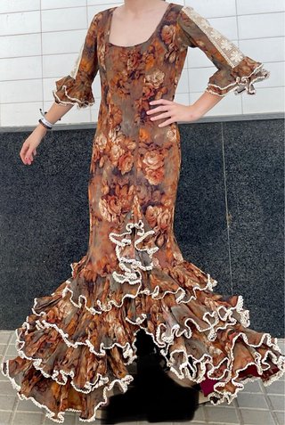 Traje de Flamenca encaje de Flores Talla 36-38