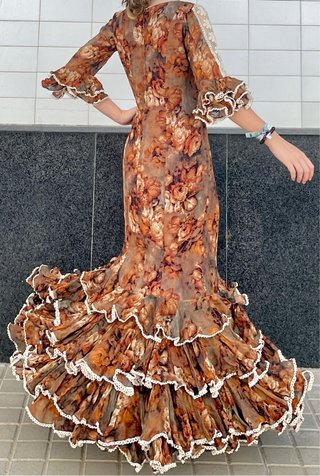 Traje de Flamenca encaje de Flores Talla 36-38