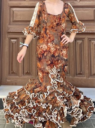 Traje de Flamenca encaje de Flores Talla 36-38