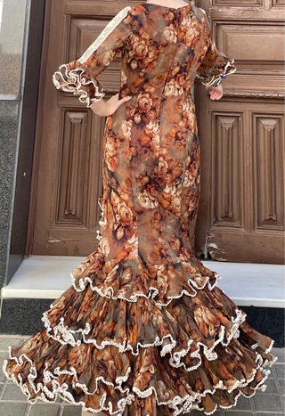 Traje de Flamenca encaje de Flores Talla 36-38