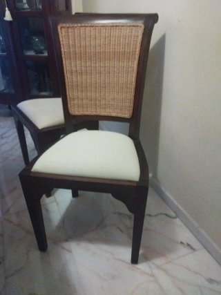 6 Sillas Ratán y Caoba