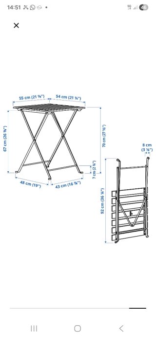 Mesa plegable de metal