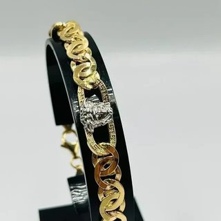 PULSERA TIPO CARTIER MEDUSA GRECA BICOLOR.Oro18K.