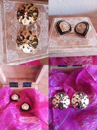 Pendientes Vintage Oro y Blanco, chapado en Oro
