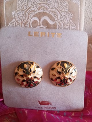 Pendientes Vintage Oro y Blanco, chapado en Oro