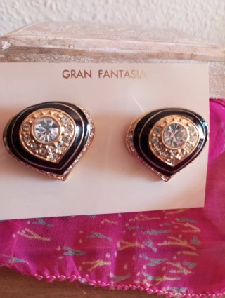 Pendientes Vintage Oro y Blanco, chapado en Oro