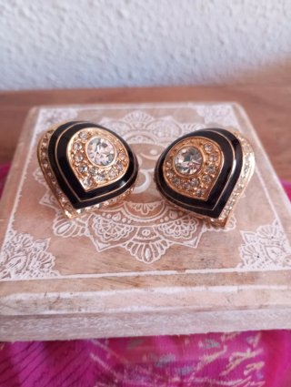 Pendientes Vintage Oro y Blanco, chapado en Oro