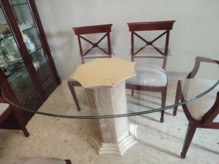 Mesa Comedor Cristal y Mármol