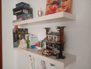 Cabecero cama 90 y estanterías