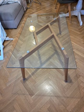 Mesa de centro cristal y madera