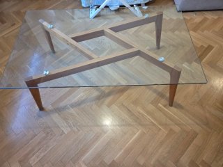 Mesa de centro cristal y madera