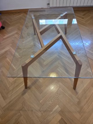 Mesa de centro cristal y madera