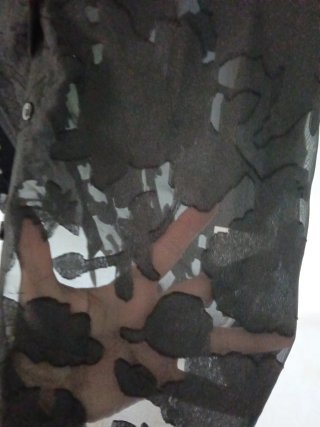 Camisa negra M translúcida manga larga