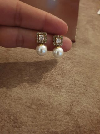 Pendientes perla chapado oro 18k