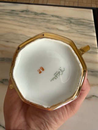 vajilla de café, porcelana bañada en Oro