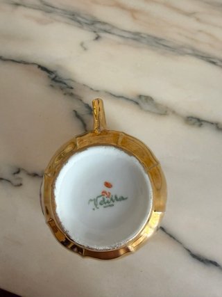 vajilla de café, porcelana bañada en Oro