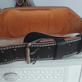 Cinturón Lumbar Gym Cuero Negro Longitud 125cm .