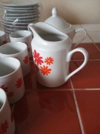 Juego de café porcelana flores