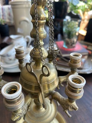 Antiguo Velón Aceite Bronce Dorado Colección