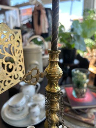 Antiguo Velón Aceite Bronce Dorado Colección